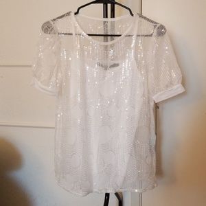 Anthropology white sequin top